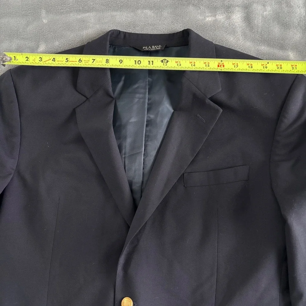 JoS A. Banks Mens 46L‎ Navy Wool Blazer Sport Jacket Gold Buttons Classic Fit
